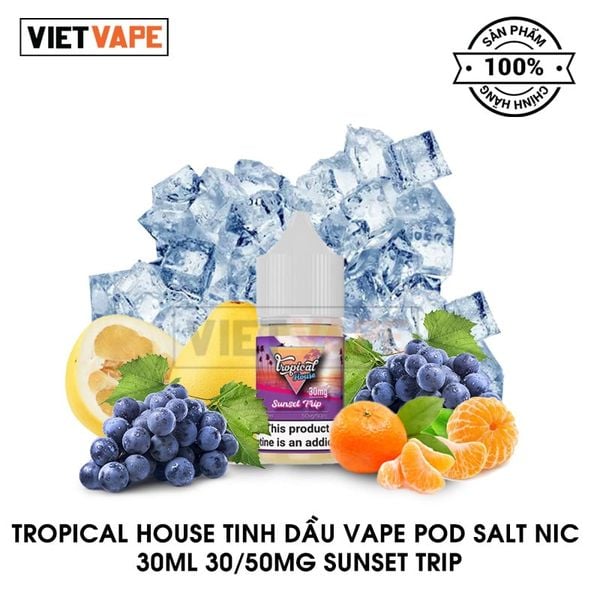 Tropical House Sunset Trip Salt Nic 30ml Tinh Dầu Vape Mỹ Chính Hãng