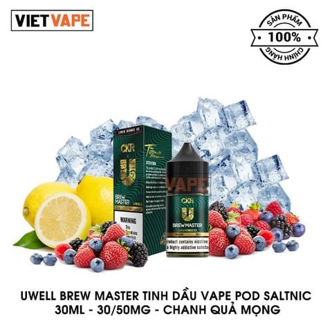 Tinh Dầu Pod Uwell Brew Master, Tinh Dầu Salt Nic 30ml 30mg 50mg