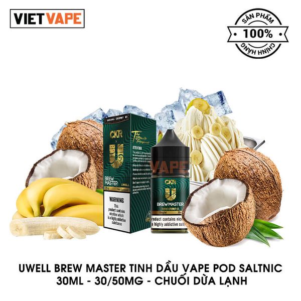 Uwell Brew Master Chuối Dừa Lạnh Salt Nic 30ml Tinh Dầu Vape Chính Hãng