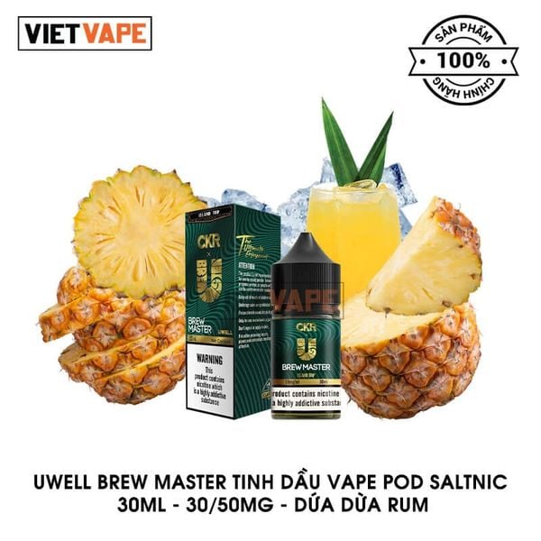 Uwell Brew Master Dứa Dừa Rum Salt Nic 30ml Tinh Dầu Vape Chính Hãng