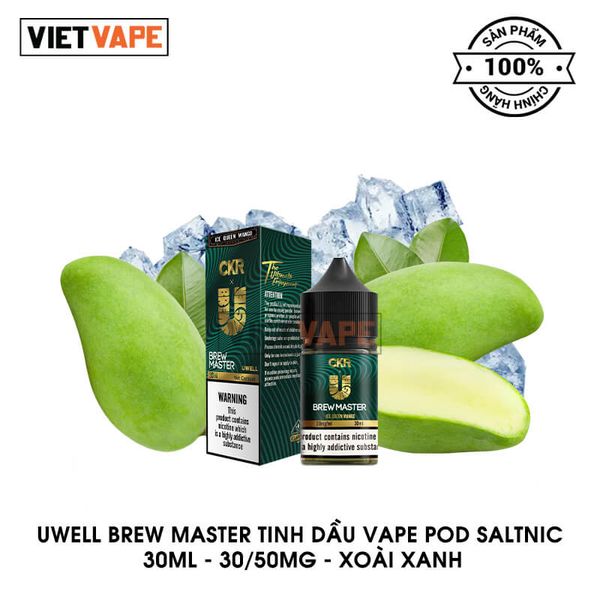 Uwell Brew Master Xoài Xanh Lạnh Salt Nic 30ml Tinh Dầu Vape Chính Hãng