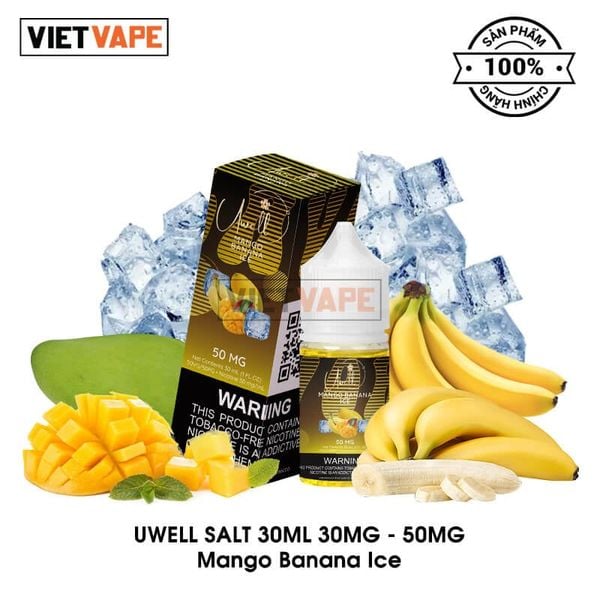 Uwell Mango Banana Ice Salt Nic 30ml Tinh Dầu Vape Chính Hãng