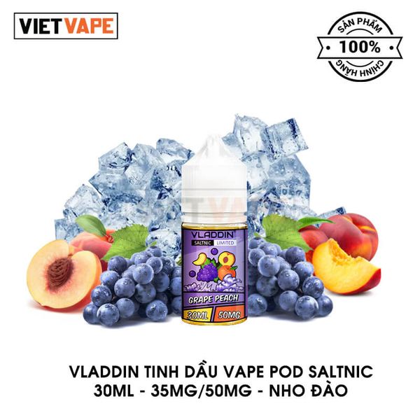 Vladdin Nho Đào Salt Nic 30ml Tinh Dầu Vape Chính Hãng