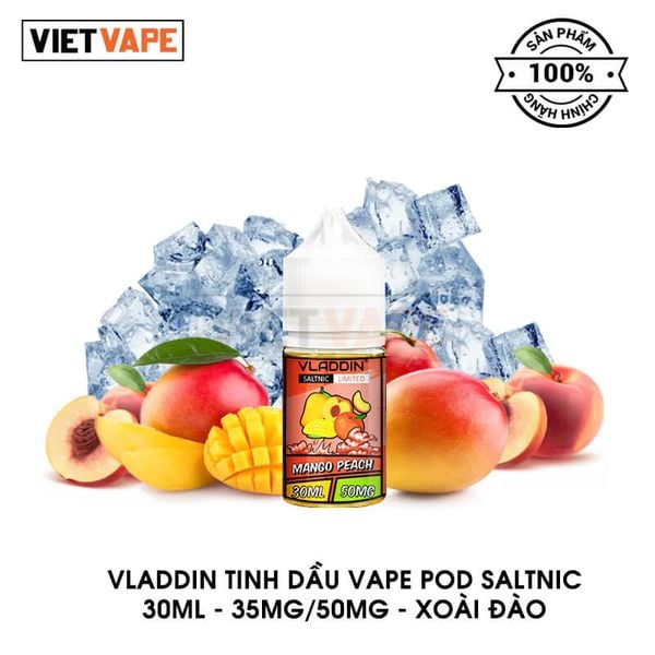 Vladdin Xoài Đào Salt Nic 30ml Tinh Dầu Vape Chính Hãng