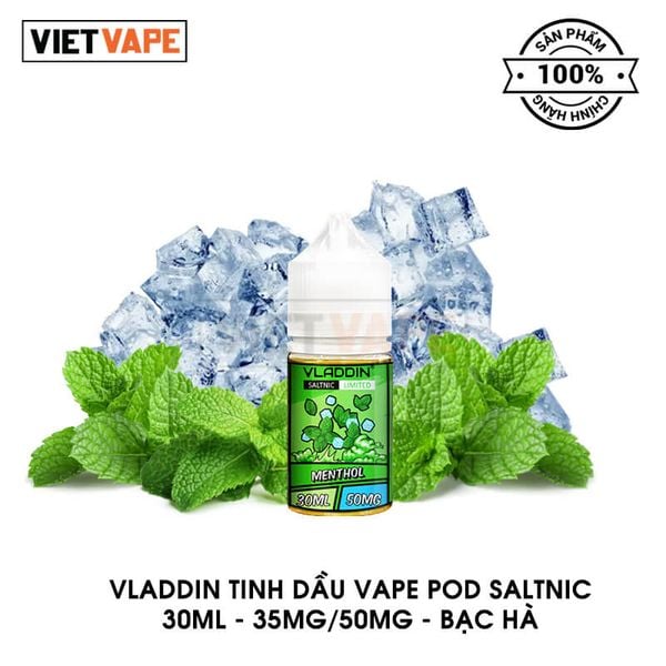 Vladdin Bạc Hà Salt Nic 30ml Tinh Dầu Vape Chính Hãng