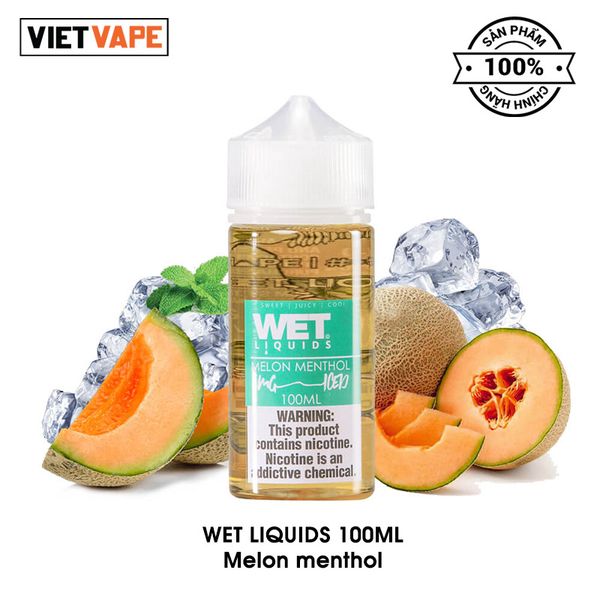 Wet Liquids Melon Menthol Freebase 100ml Tinh Dầu Vape Mỹ Chính Hãng