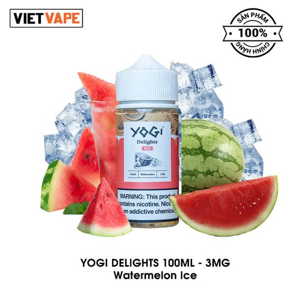 Yogi Delight Watermelon Ice Freebase 100ml Tinh Dầu Vape Mỹ Chính Hãng