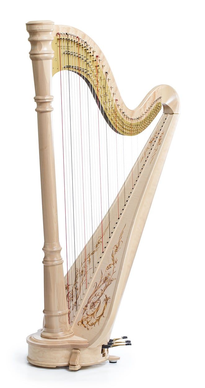  Đàn Harp Resonance Strings pedal harp, black with soundboard decorration (gloss) 