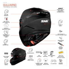 MŨ BẢO HIỂM FLIP UP SMK GULLWING SUPERTOUR MA661 (ECE 22.05 & 06 | DOT)