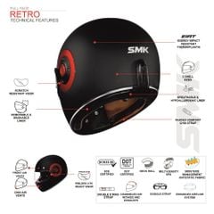 MŨ BẢO HIỂM FULLFACE SMK RETRO WHITE GL130 (ECE 22.05 & 06 | DOT)