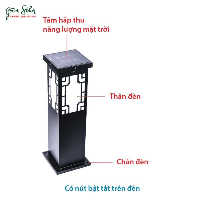 Đèn lối đi vuông hoa văn