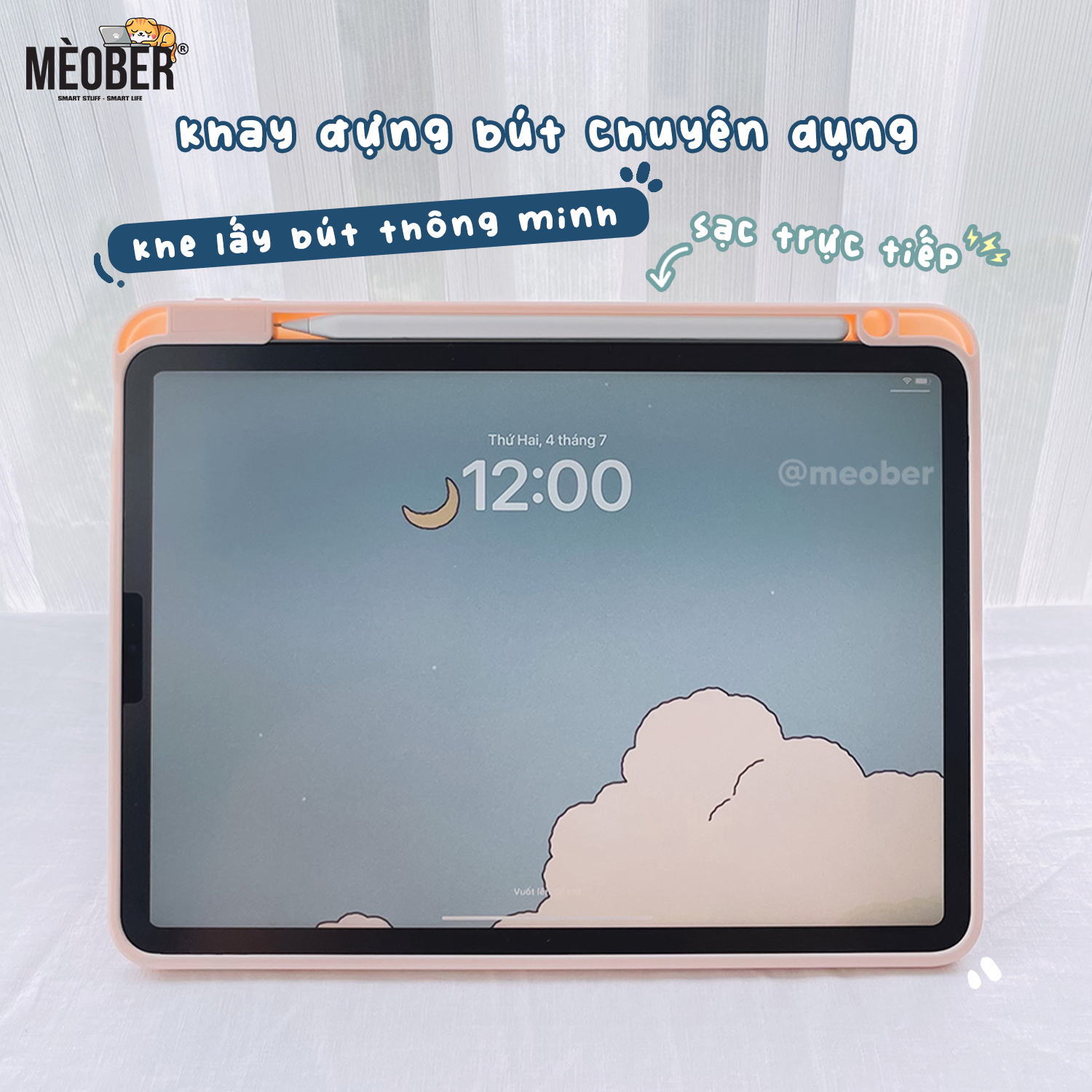  Bao da nam châm iPad, tháo rời 2 mảnh cho Pro 11, Mini 6, Air 4 5, 10.2 inch - Có khe sạc bút, mặt lưng trong 