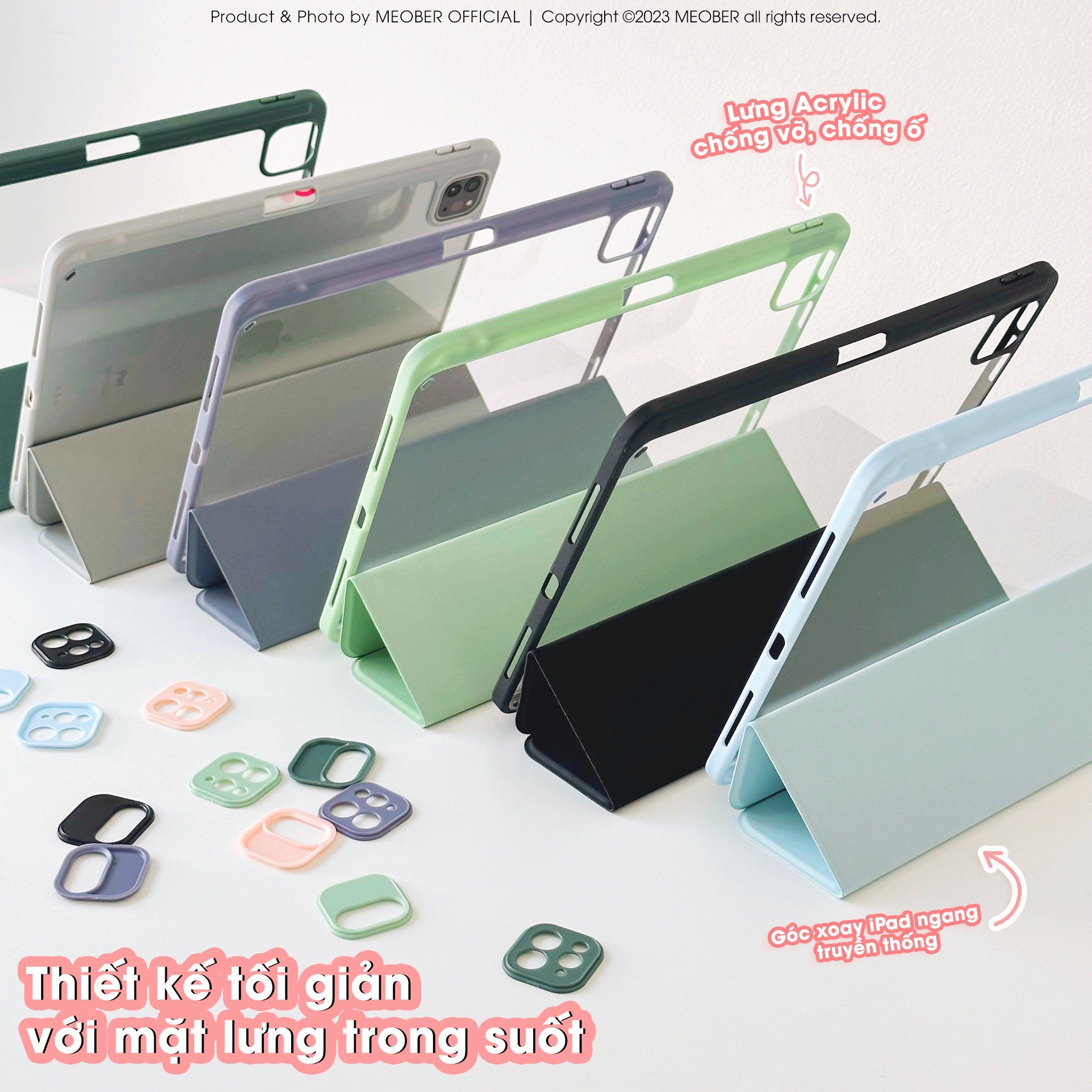  Bao da iPad Basic Acrylic tối giản, lưng trong suốt, chống vỡ, chống ố, cho Air4/5/Pro11/Gen5/6/7/8/9 