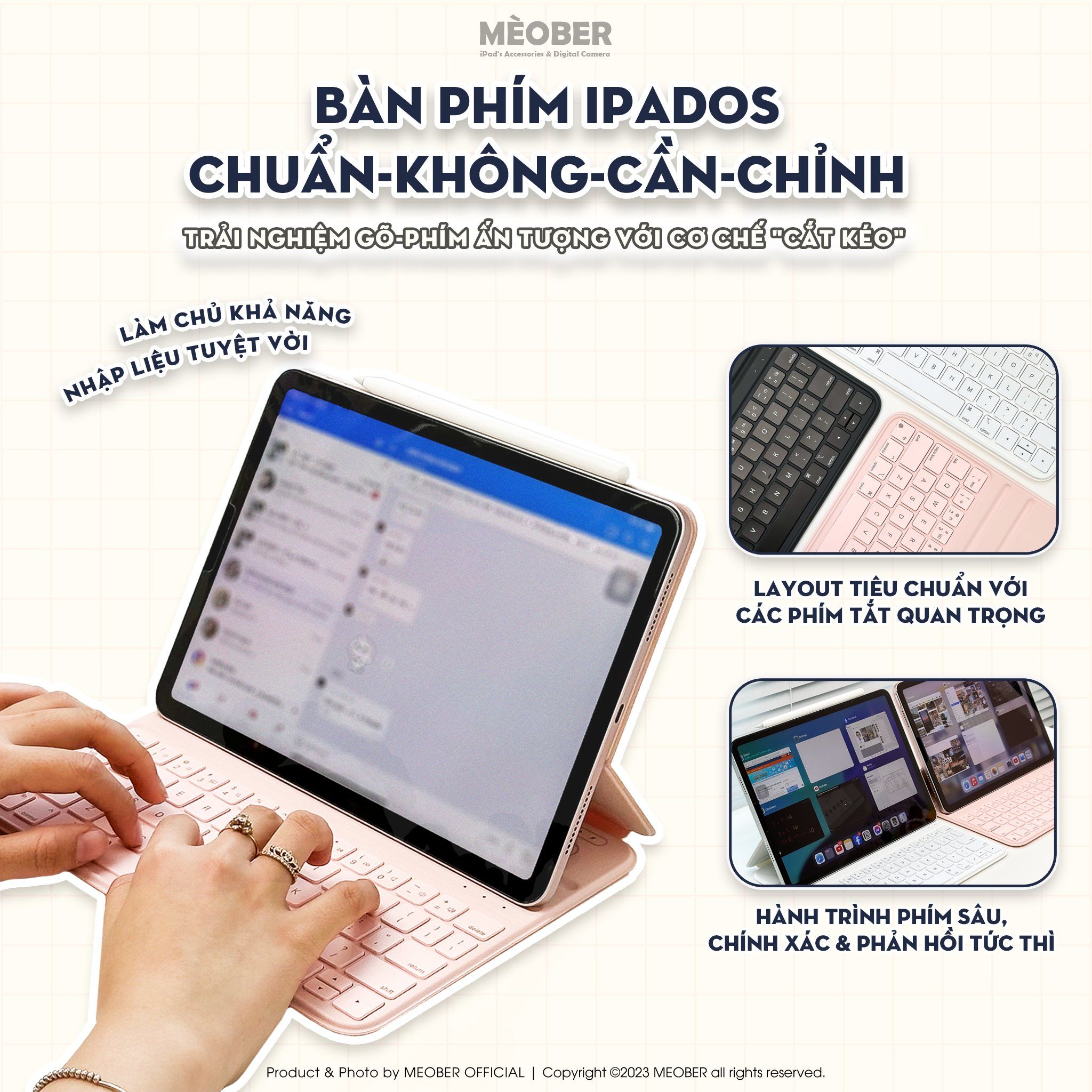  [Premium] Bao Da Kèm Bàn Phím Wireless Folio Keyboard cho iPad Air4/5/6/7, Gen 10&11,Pro 11  M1 M2 by MèoBer 