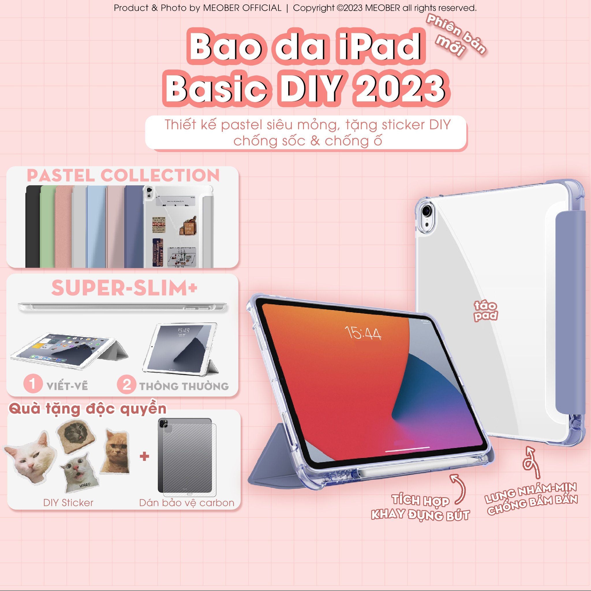  [DIY] Bao da cover iPad basic màu pastel tối giản, nhám mờ & chống ố. Cover iPad Gen 5 6 7 8, Mini, Air 4 3, Pro 11 12.9 