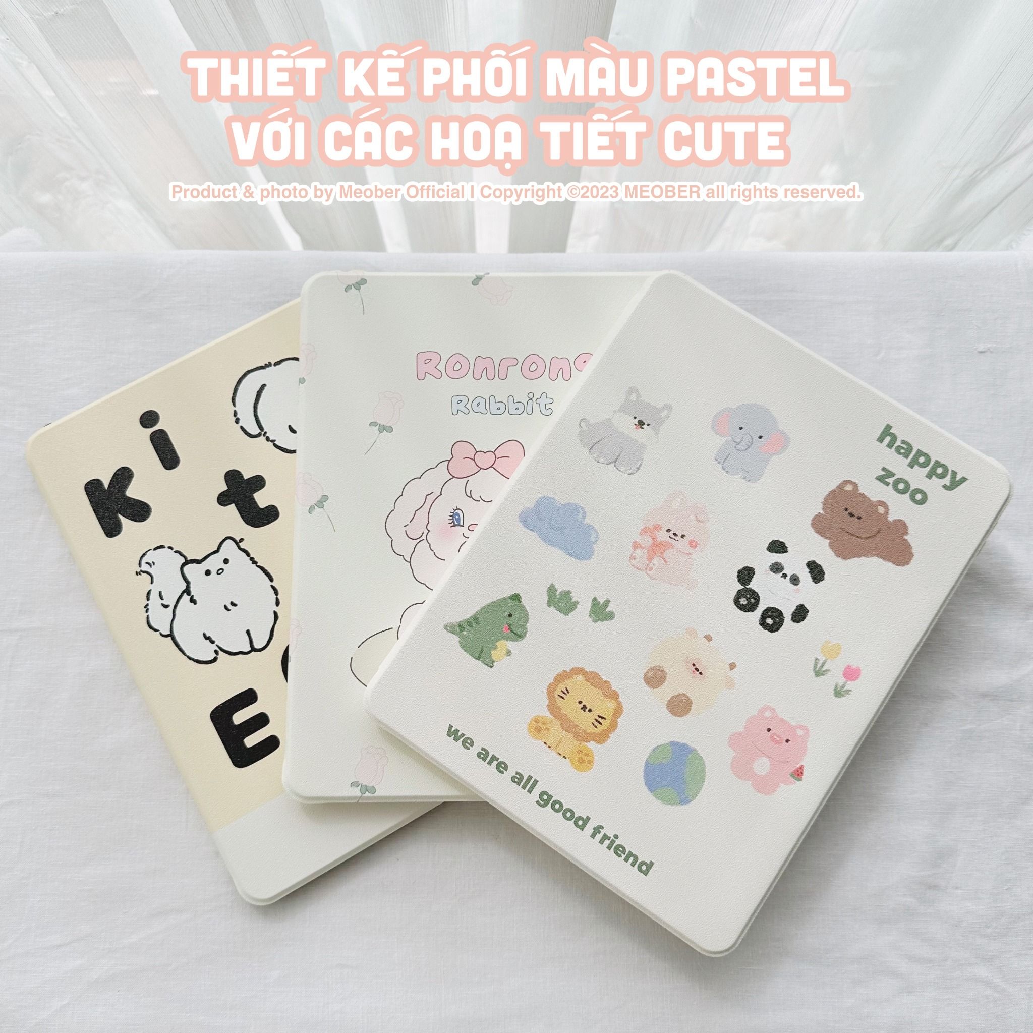  [Premium] Bao da Xoay iPad Cute Acrylic, phối màu pastel, in hoạ tiết & lưng chống ố Cover iPad Gen 7 8 9, Air 4 5, Pro 11 12.9 