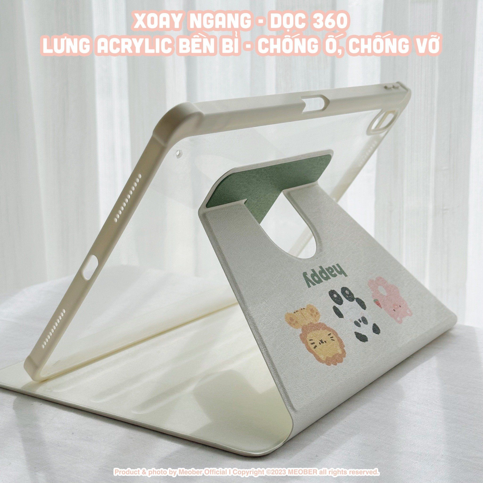  [Premium] Bao da Xoay iPad Cute Acrylic, phối màu pastel, in hoạ tiết & lưng chống ố Cover iPad Gen 7 8 9, Air 4 5, Pro 11 12.9 