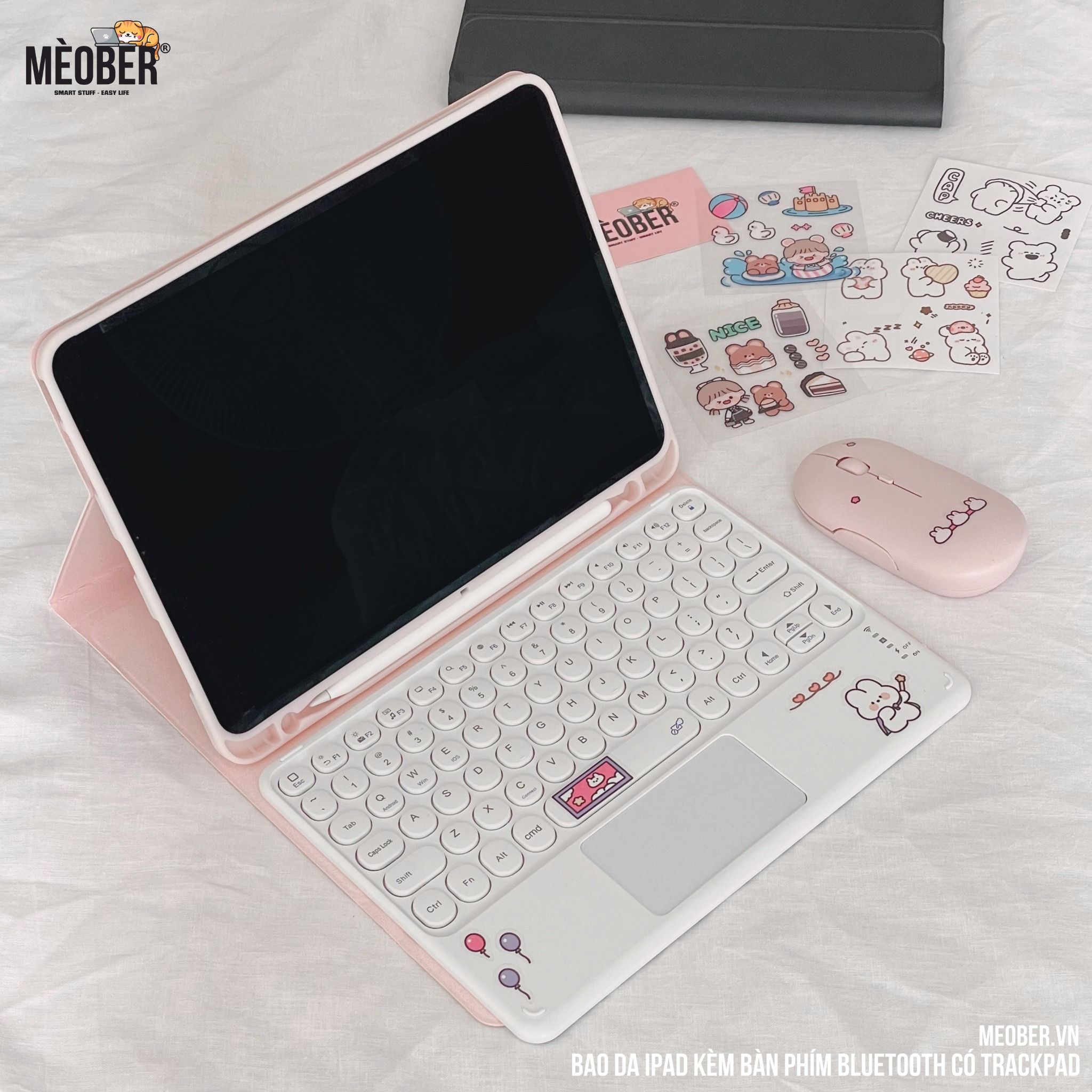  [Premium] Bao Da Kèm Bàn Phím Không dây Cho iPad Gen5/6/7/8/9/10/11, Air3/4/5/6/7,Pro11 M2 M4 