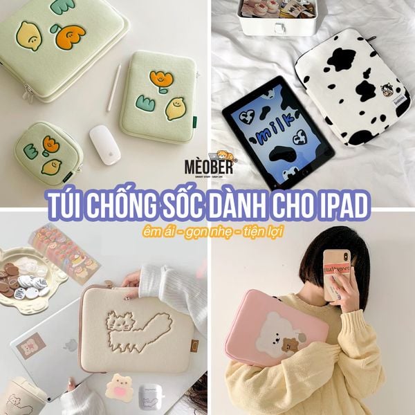  Túi chống sốc Cute dành cho iPad Pro 11, iPad Gen 5 6 7 8 9, iPad Air 2 3 4, iPad mini 4 5 6... 