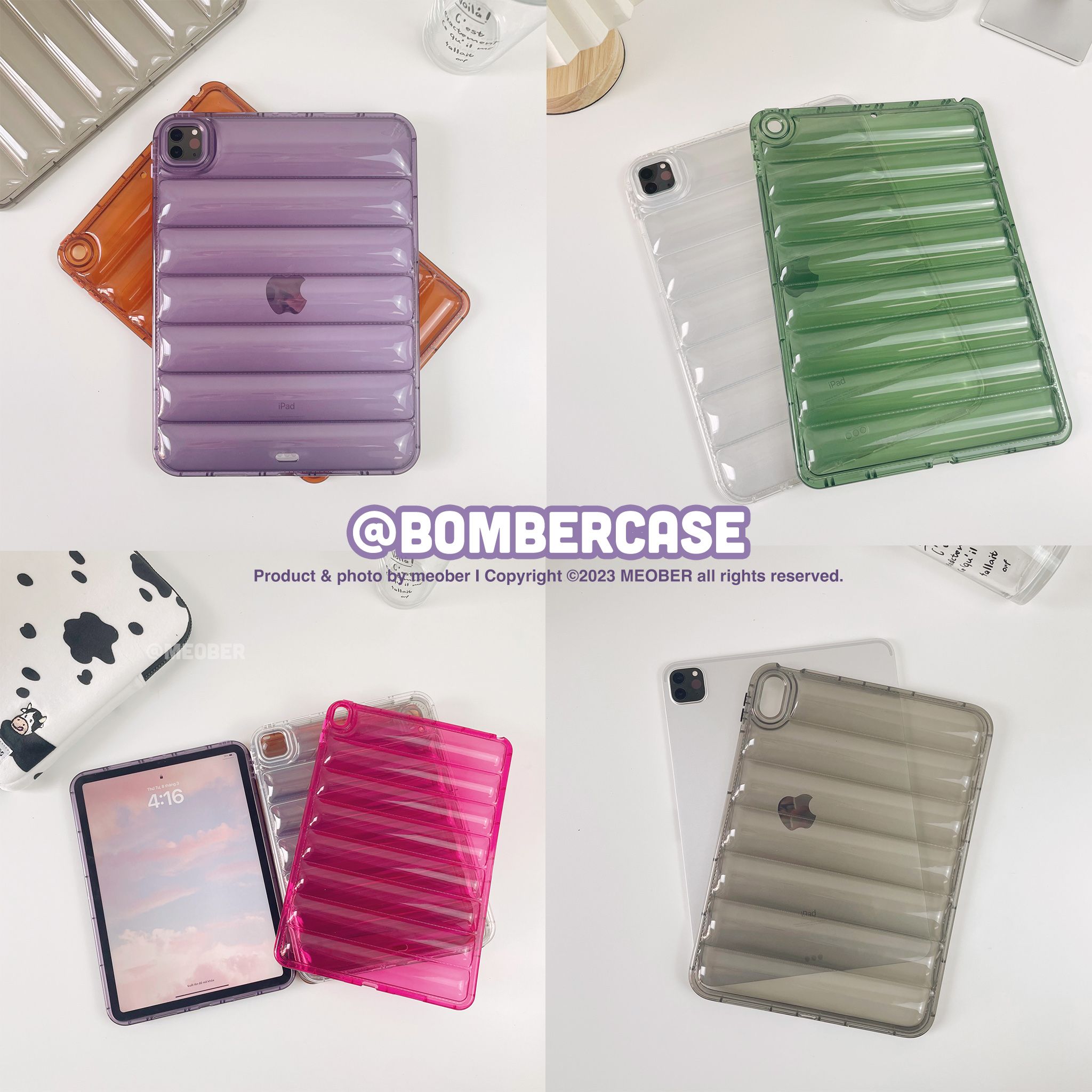  Case iPad Bomber Silicone - Thiết kế không nắp cover, nhẹ, màu sắc pastel trong suốt dành cho Gen 7/8/9 Air4/5 Pro 11 