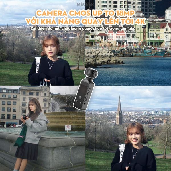  [Tặng thẻ nhớ] Máy Quay Chụp Cầm Tay Digital Pocket Mini Camera - quay vlog 4K video, chụp ảnh 18MP, tích hợp Wi-Fi by MèoBer 