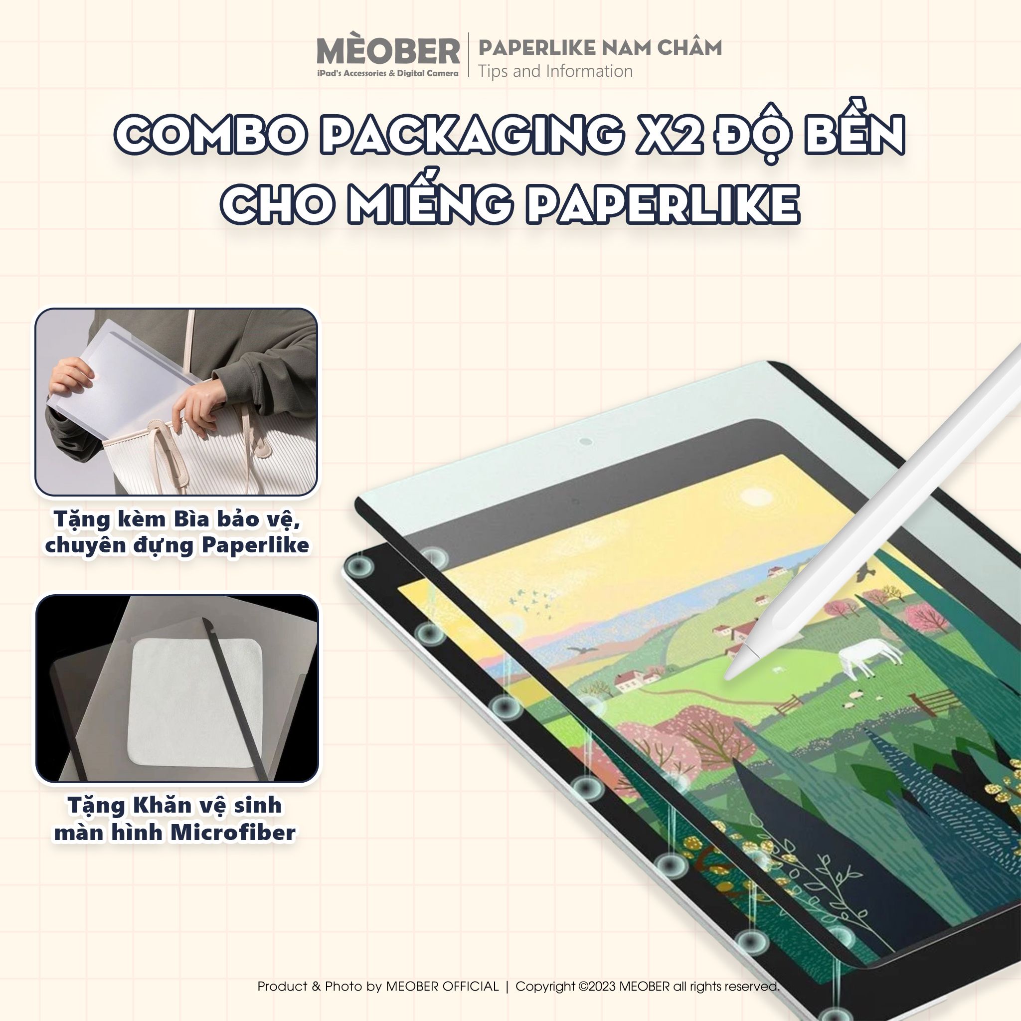  [Made in Japan] Dán màn hình iPad Paperlike Nam Châm - Chống vân tay, chống chói và ánh sáng xanh, hỗ trợ tháo rời dễ dàng cho iPad 