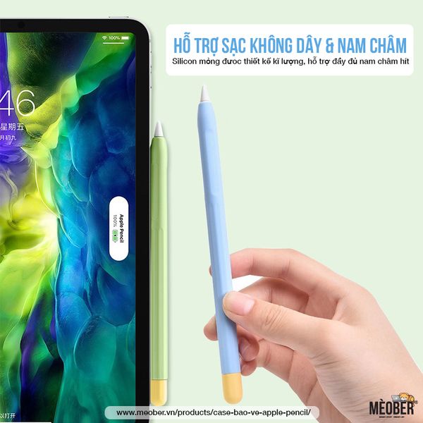  Case bảo vệ Apple Pencil thế hệ 1 và 2, chất liệu silicon cao cấp, ốp cover Apple Pencil Pastel (6 màu) 