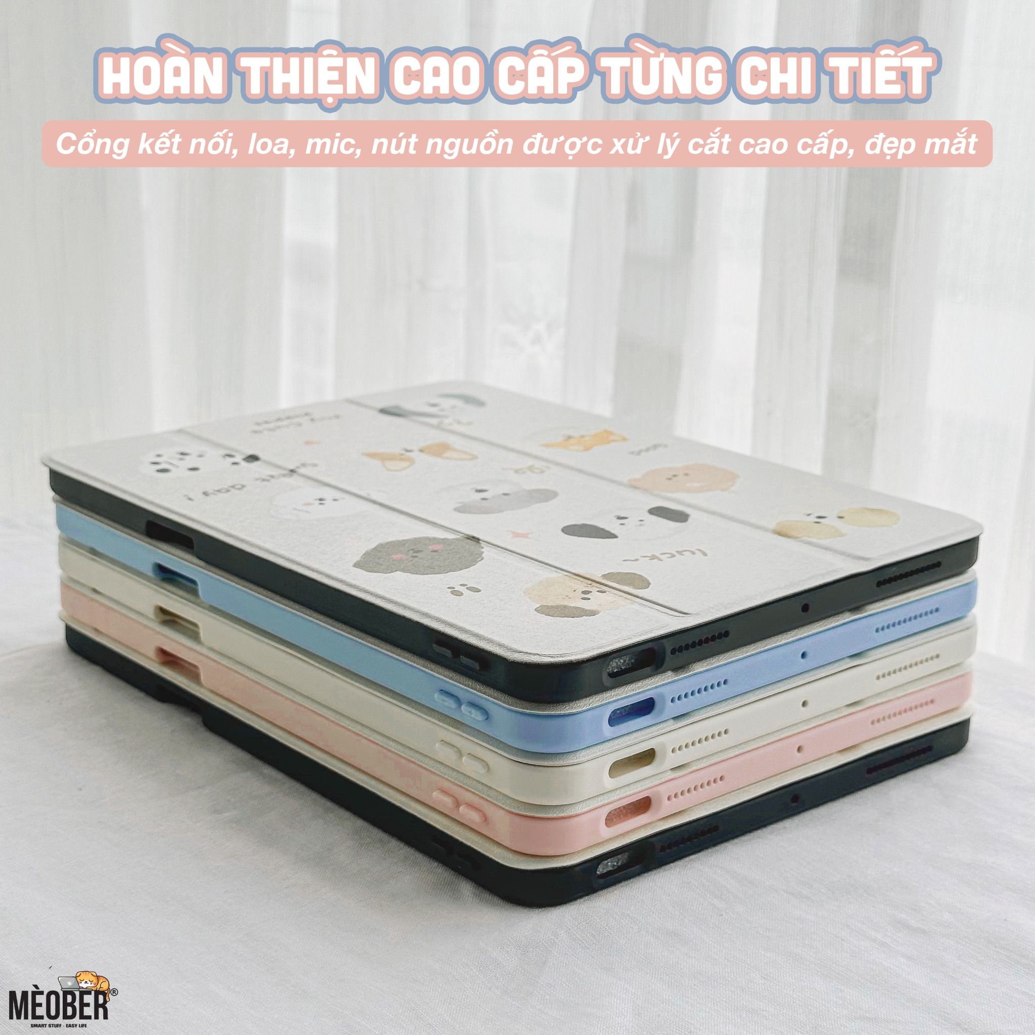  [Premium] Bao da cover iPad Cute Acrylic, phối màu pastel, in 3D hoạ tiết nổi & chống ố Cover iPad Gen 7 8 9, Air 4 5 6, Pro 11 12.9 