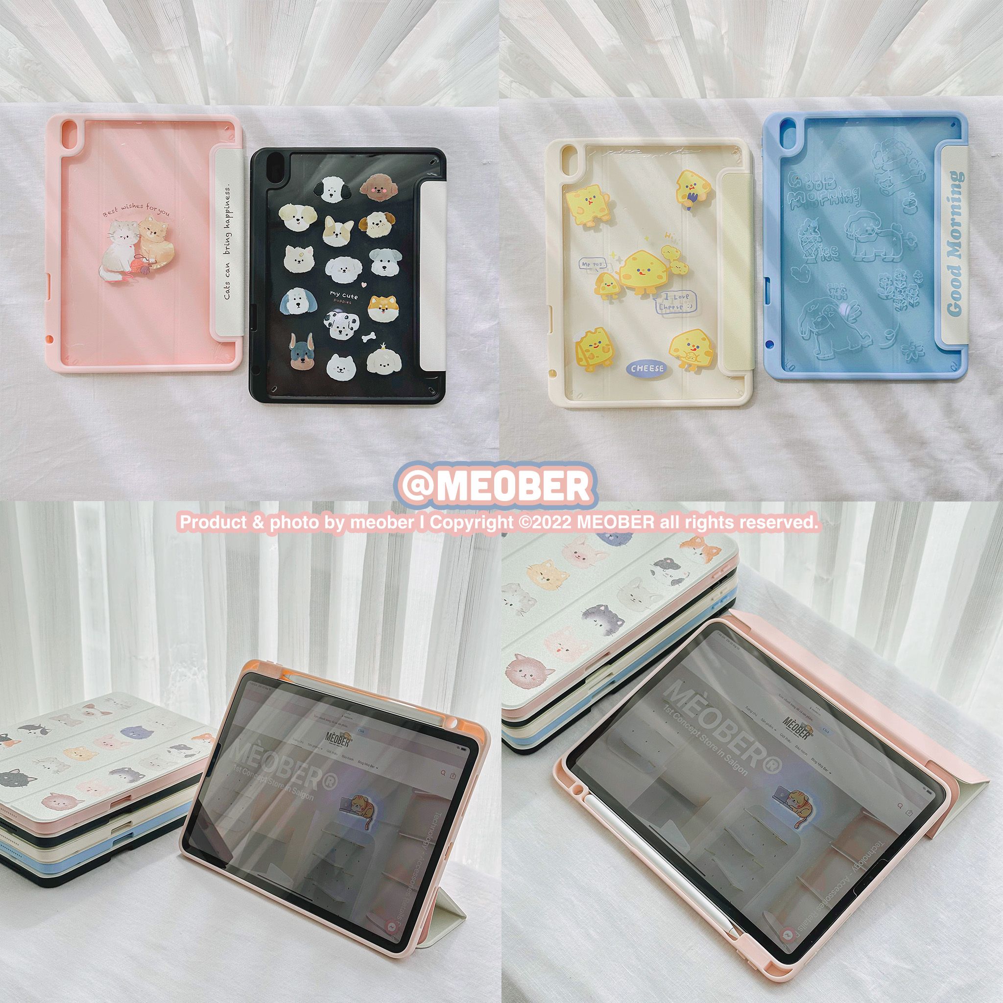  [Premium] Bao da cover iPad Cute Acrylic, phối màu pastel, in 3D hoạ tiết nổi & chống ố Cover iPad Gen 7 8 9, Air 4 5 6, Pro 11 12.9 