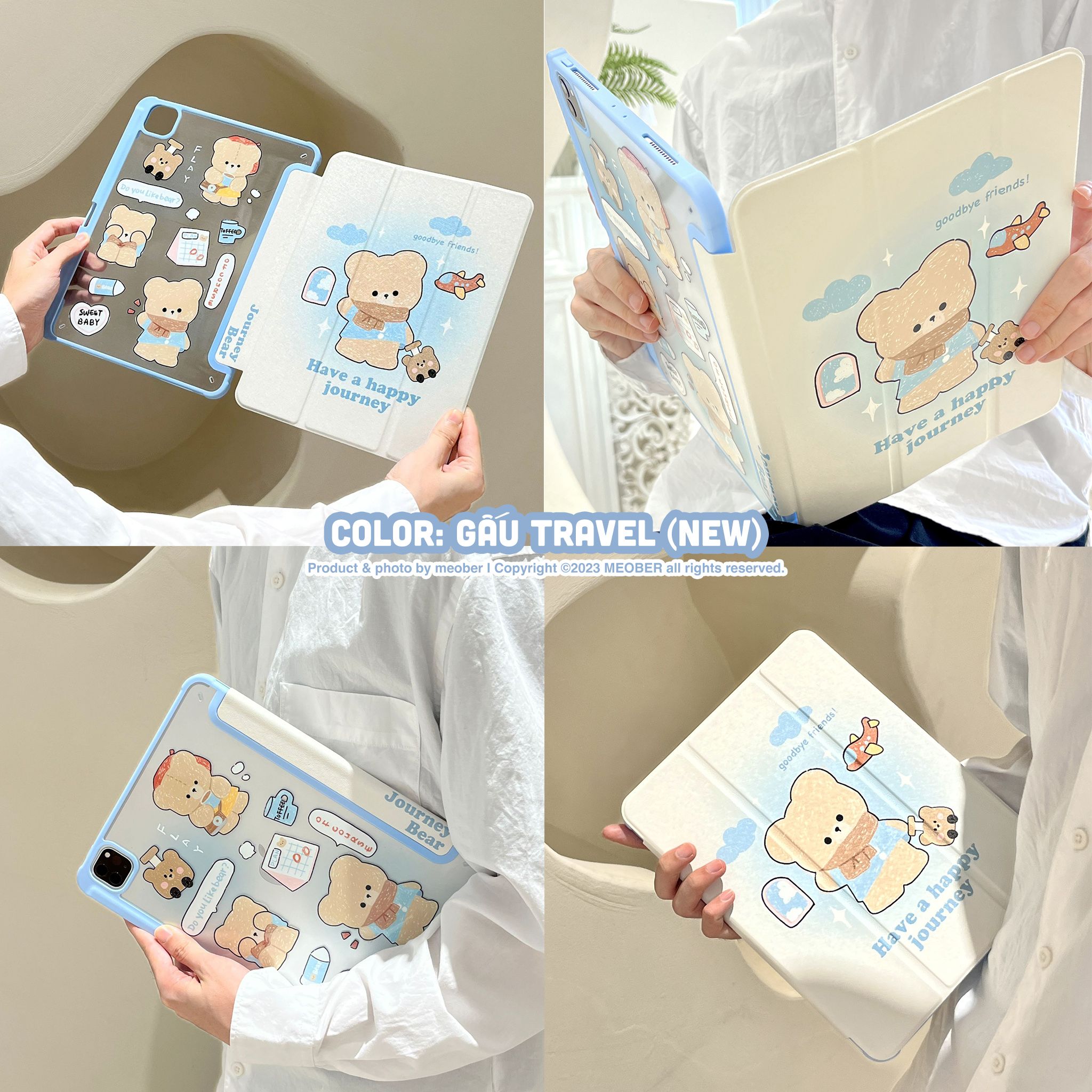  [Premium] Bao da cover iPad Cute Acrylic, phối màu pastel, in 3D hoạ tiết nổi & chống ố Cover iPad Gen 7 8 9, Air 4 5 6, Pro 11 12.9 