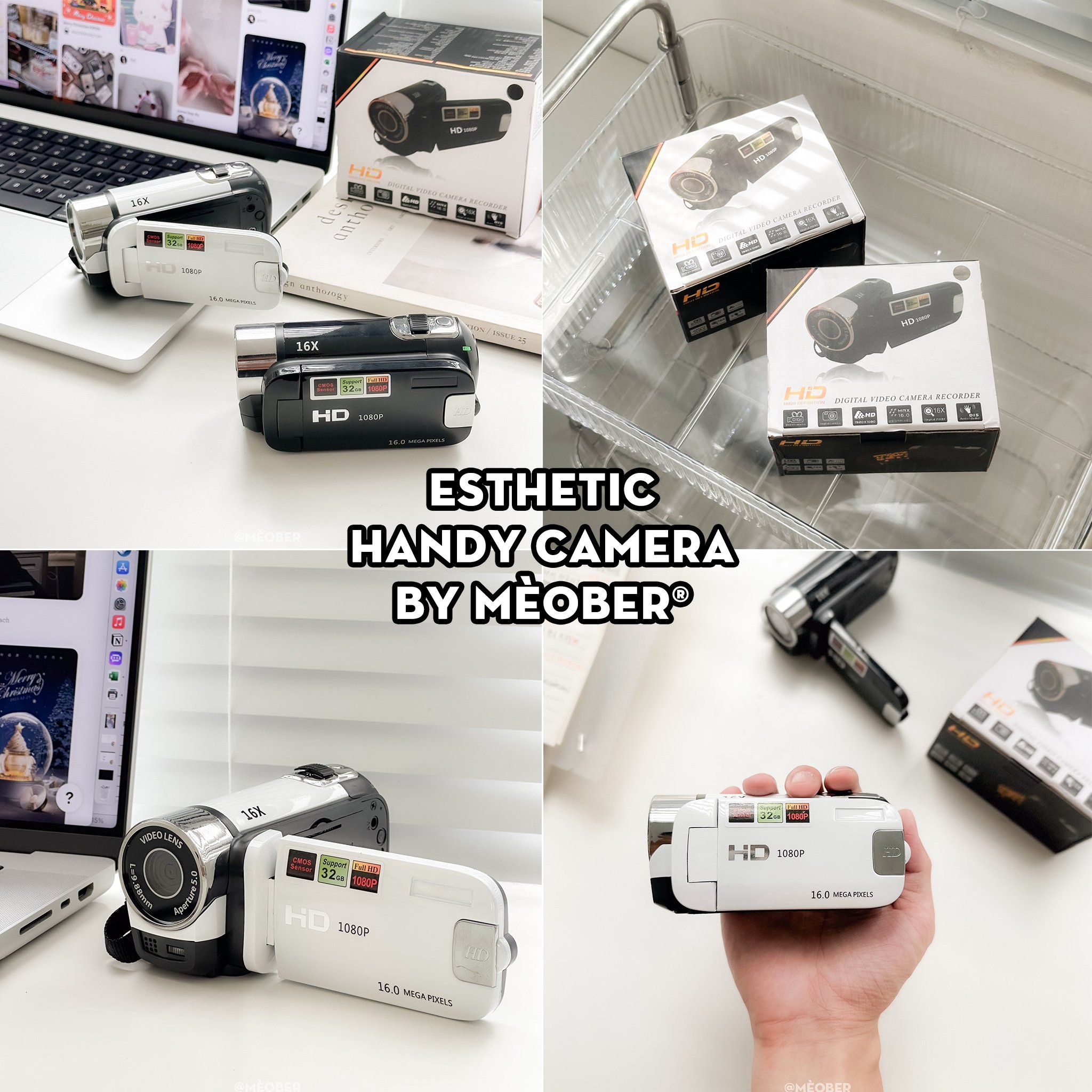  [Tặng thẻ nhớ] Máy quay số cầm tay digital handy camera - quay chụp kĩ thuật số VHS 48MP, màn hình lật phong cách Y2K 