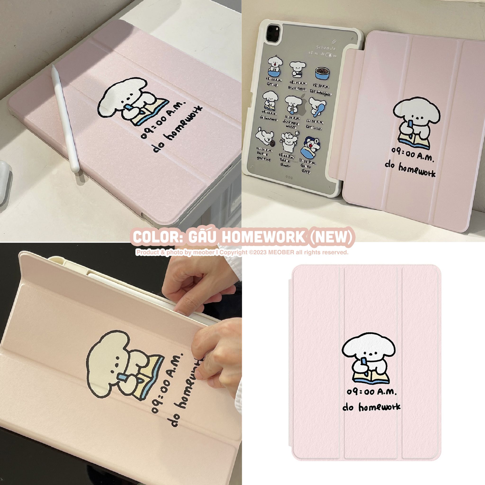  [Premium] Bao da cover iPad Cute Acrylic, phối màu pastel, in 3D hoạ tiết nổi & chống ố Cover iPad Gen 7 8 9, Air 4 5 6, Pro 11 12.9 