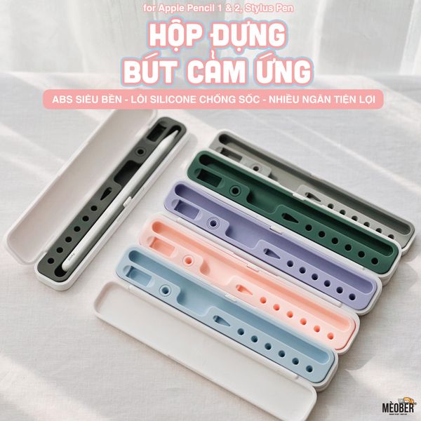  Hộp đựng bút cảm ứng Pencil 1 2, Stylus Pen tối giản, lõi chống sốc silicone pastel, chất liệu vỏ ABS 