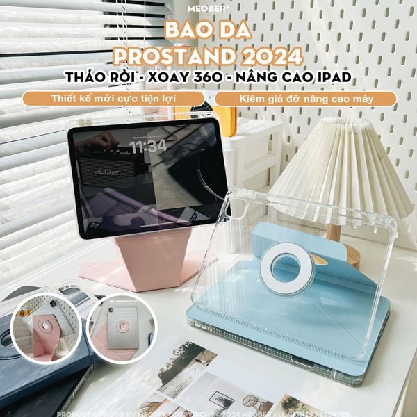  Bao da Nam Châm Xoay ProStand 360 dành cho i pad Gen 8/9/10/11, Air4/5, Pro 11,mini6&7 - Tháo rời, Nâng Cao Máy by MèoBer 