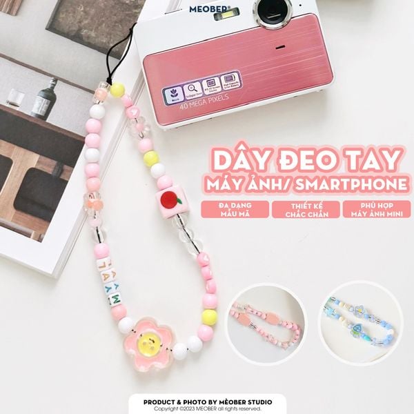  Dây đeo tay máy ảnh xỏ hạt xinh xắn - làm móc khóa, đeo điện thoại by MèoBer 