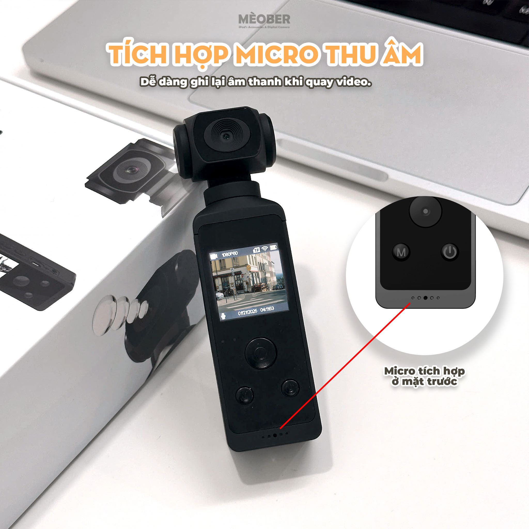  [Tặng thẻ nhớ] Máy Quay Chụp Cầm Tay Digital Pocket Mini Camera - quay vlog 4K video, chụp ảnh 18MP, tích hợp Wi-Fi by MèoBer 