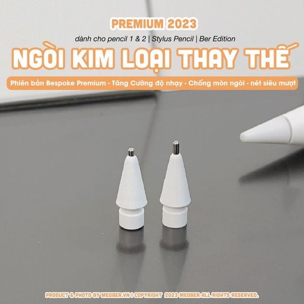  Ngòi bút kim loại Pro Metal thay thế Apple Pencil 1 2-Pen Pro, chuyên dùng với paperlike, chống mòn khi viết vẽ 