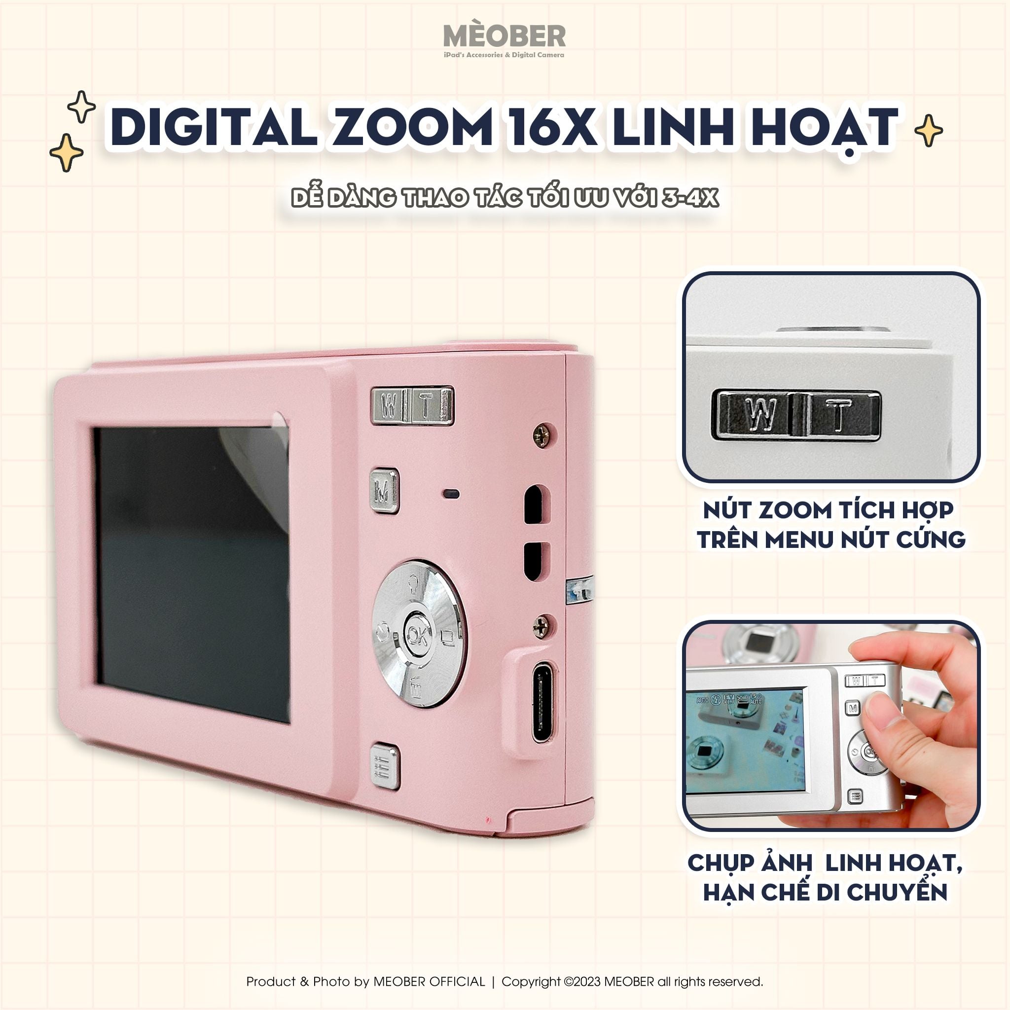  [Tặng thẻ nhớ] Máy ảnh kĩ thuật số digital Booie Retro Y2K Korea Camera - quay, chụp 50MP, siêu gọn by MèoBer 