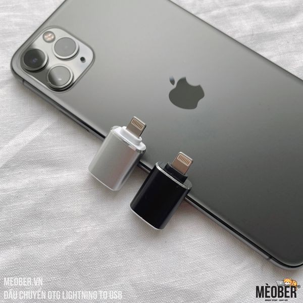  Đầu chuyển đổi OTG Lightning to USB 3.0, nhôm nguyên khối CNC - Silver/Black 
