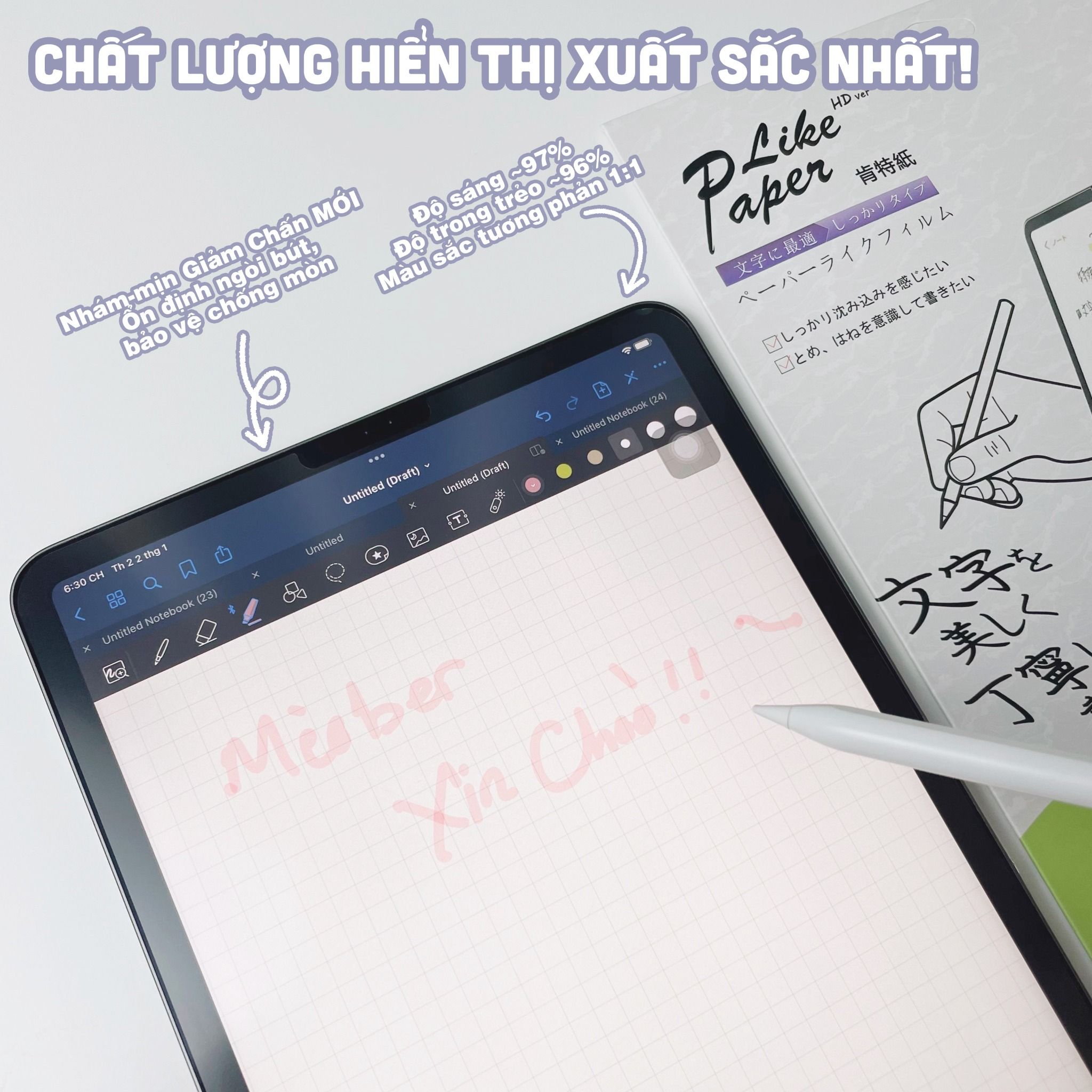 [Made in Japan] Dán màn hình iPad Paperlike Pro 2023 MèoBer®