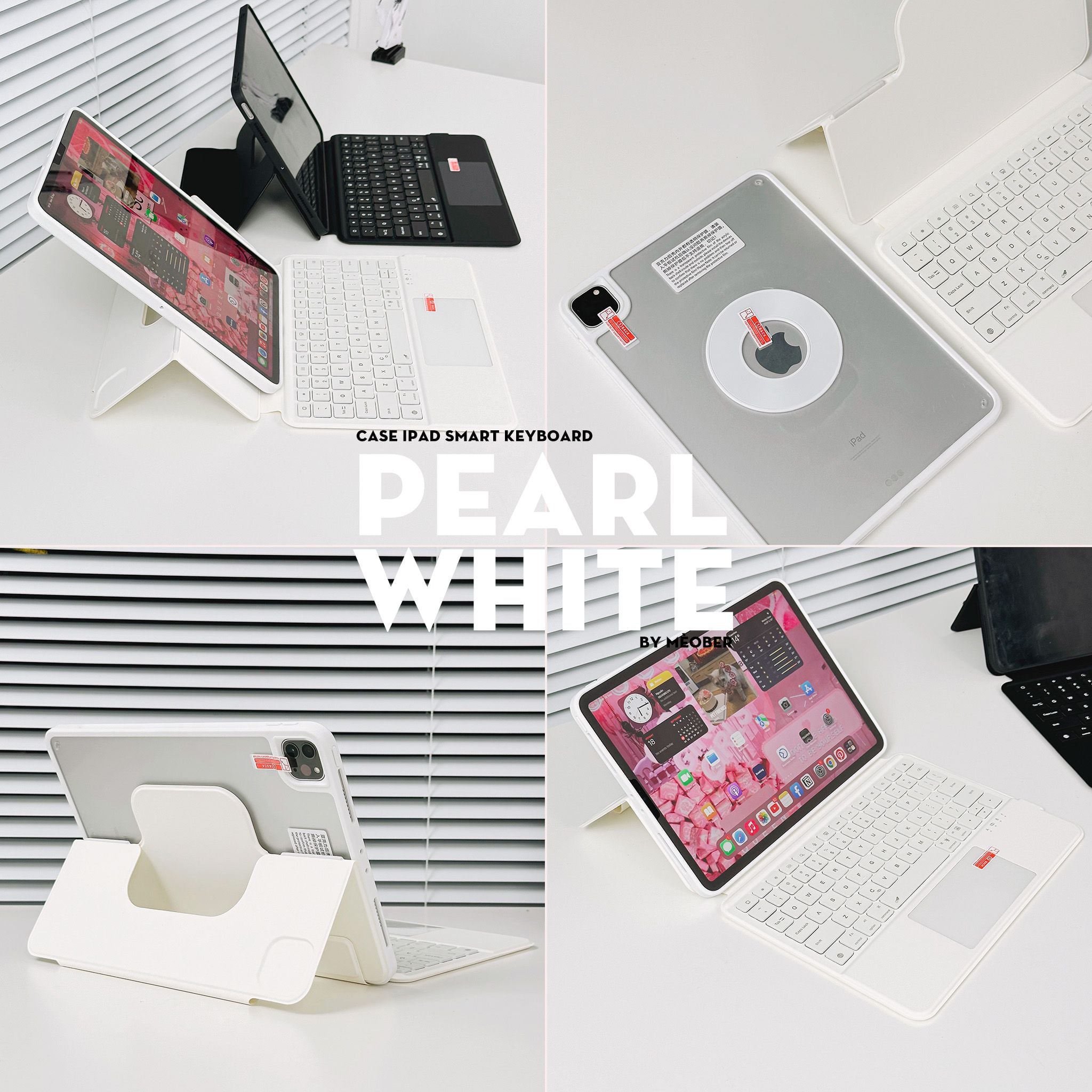  [Premium] Bao da iPad Kèm Bàn Phím Smart Keyboard tháo rời, xoay dọc dành cho Gen 7/8/9/10/11, Air 4/5/6/7, Pro11M1 M2 by Meober 