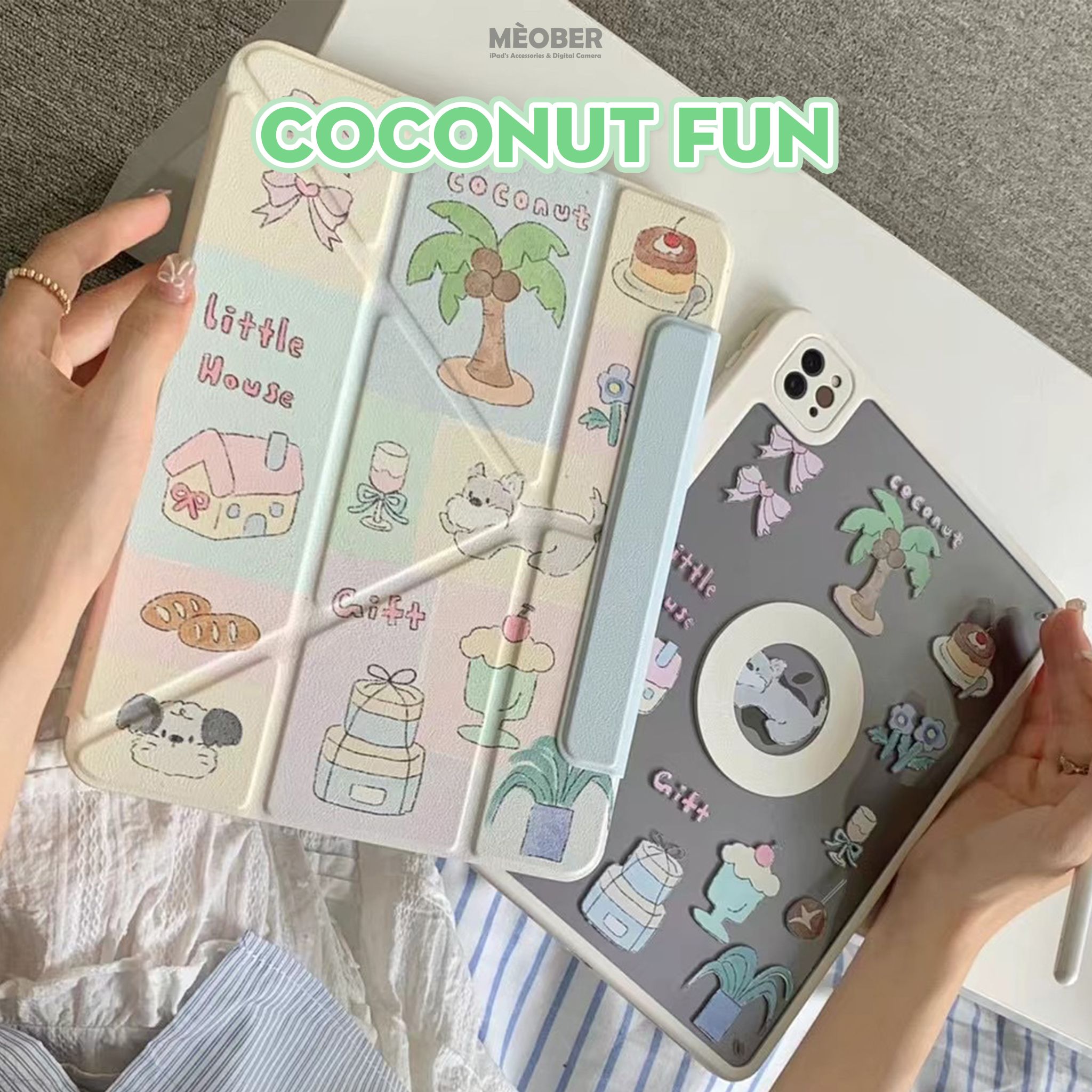  [New 2025] Bao da Cute Nam Châm Xoay x Origami dành cho iPad - Hỗ trợ tháo rời linh hoạt, siêu bảo vệ by MèoBer 