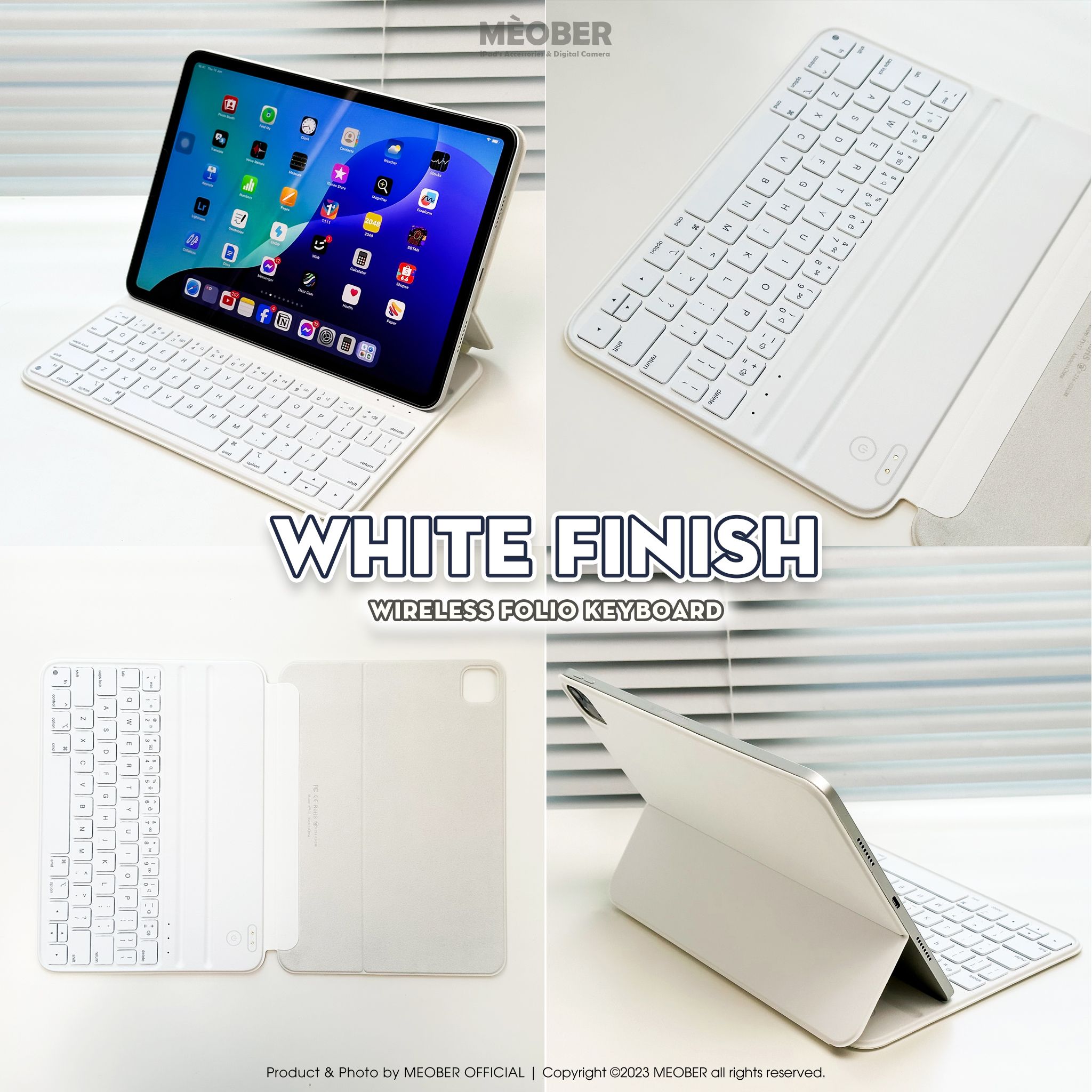  [Premium] Bao Da Kèm Bàn Phím Wireless Folio Keyboard cho iPad Air4/5/6/7, Gen 10&11,Pro 11  M1 M2 by MèoBer 