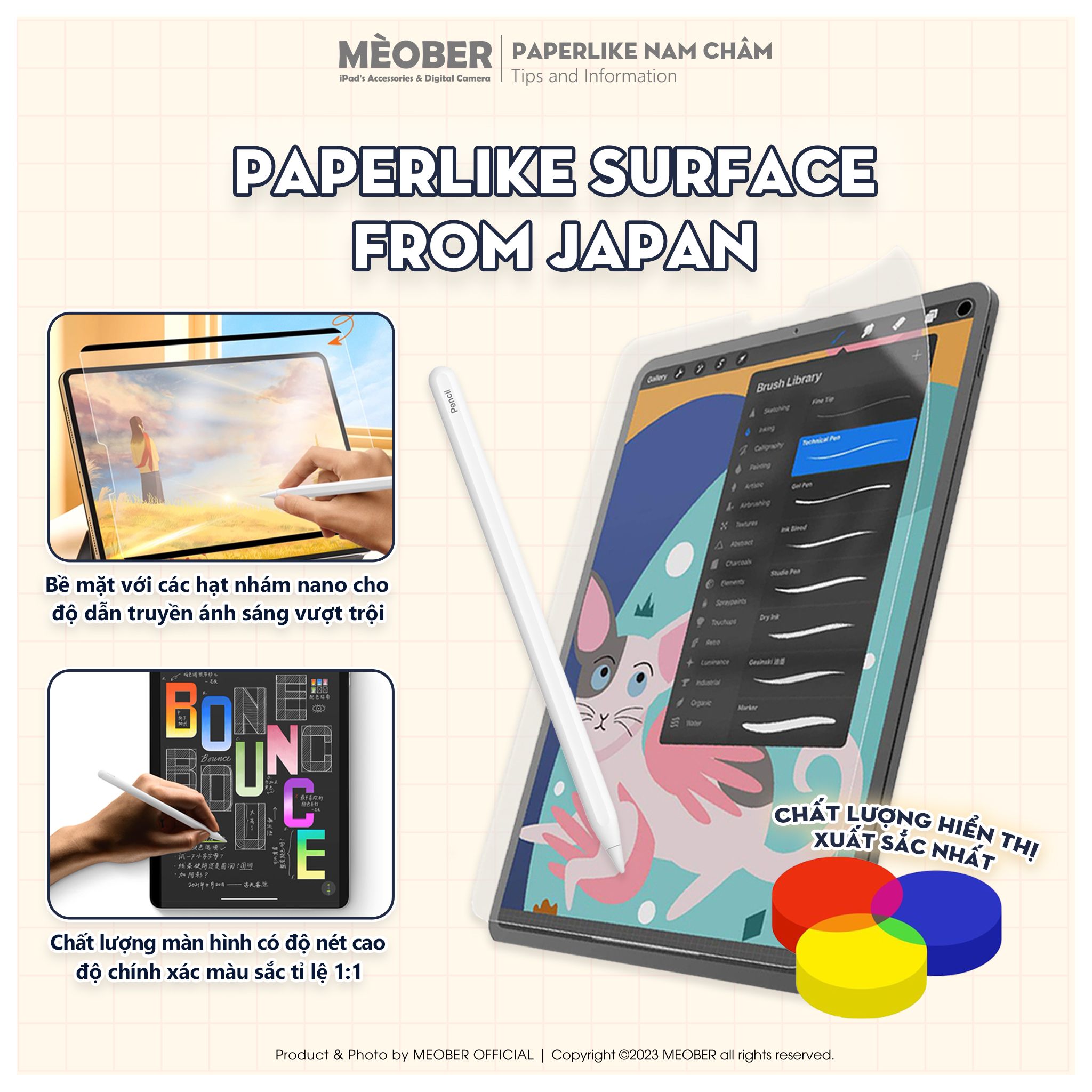  [Made in Japan] Dán màn hình iPad Paperlike Nam Châm - Chống vân tay, chống chói và ánh sáng xanh, hỗ trợ tháo rời dễ dàng cho iPad 