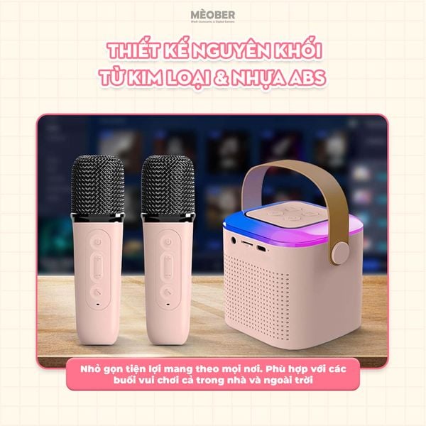  Bộ Loa Bluetooth kèm Micro không dây hát Karaoke Mini V2, loa bluetooth by MèoBer 