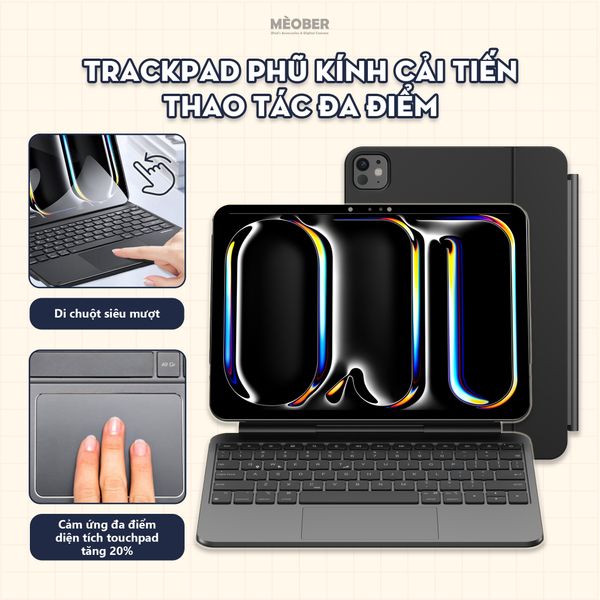  [2025] Bao Da Kèm Bàn Phím Magic Pro Keyboard cho iPad by MèoBer dành cho iPad Pro 11, Pro 12,9inch, M1 M2 M4 