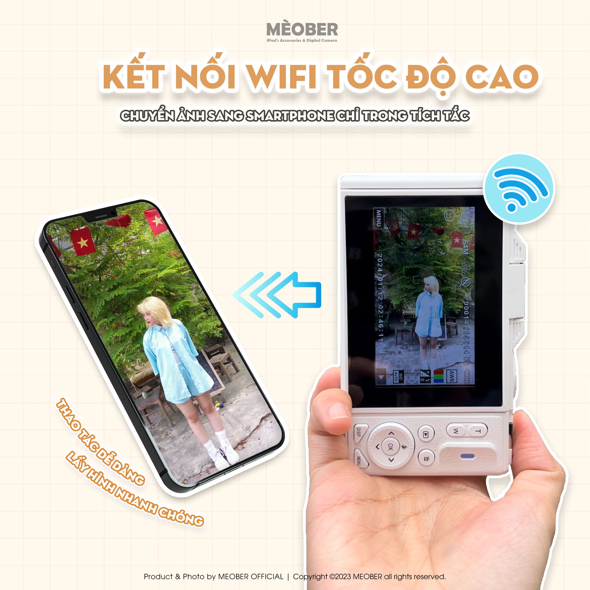  [Tặng thẻ nhớ] Máy Chụp Hình Digital MX10 UltraHD - Chụp giả lập màu phim 64MP, quay video 4K, màn hình lật, tích hợp Wi-Fi by MèoBer 