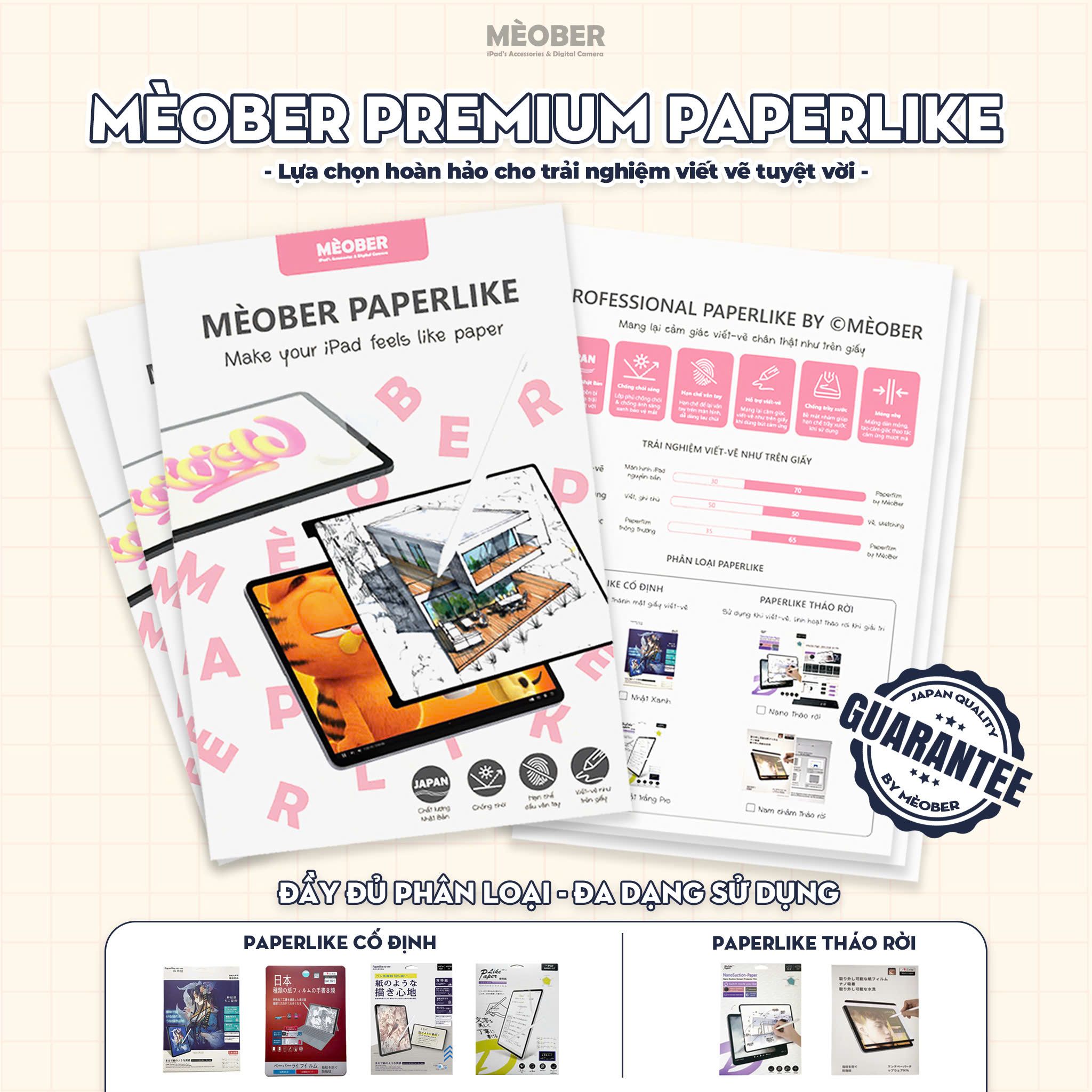  [Paperlike Nhật Đỏ] Dán màn hình iPad Paperlike by MèoBer dành cho người dùng viết vẽ, tạo cảm giác viết như trên giấy, chống chói, vân tay dành cho iPad 