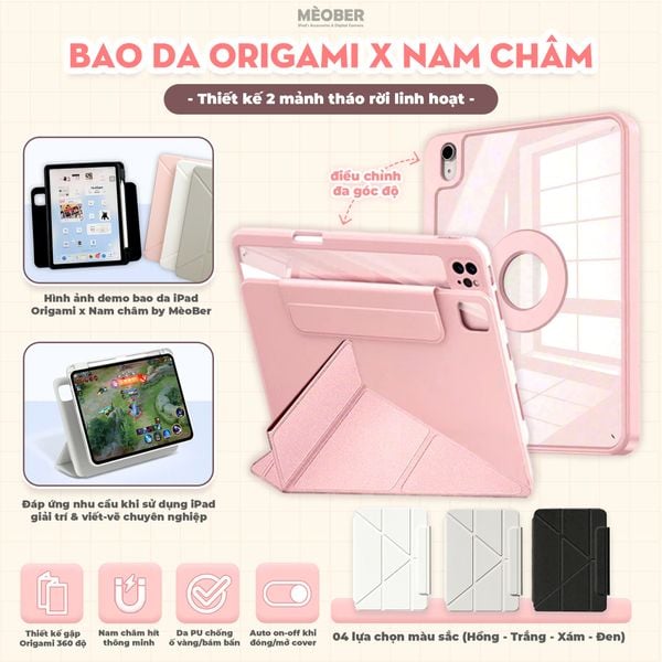  [New 2024] Bao da Nam Châm Xoay x Origami dành cho iPad Gen 7/8/9/10, Air4/5, Pro 11 12.9 - Tháo rời linh hoạt, siêu bảo vệ by MèoBer 