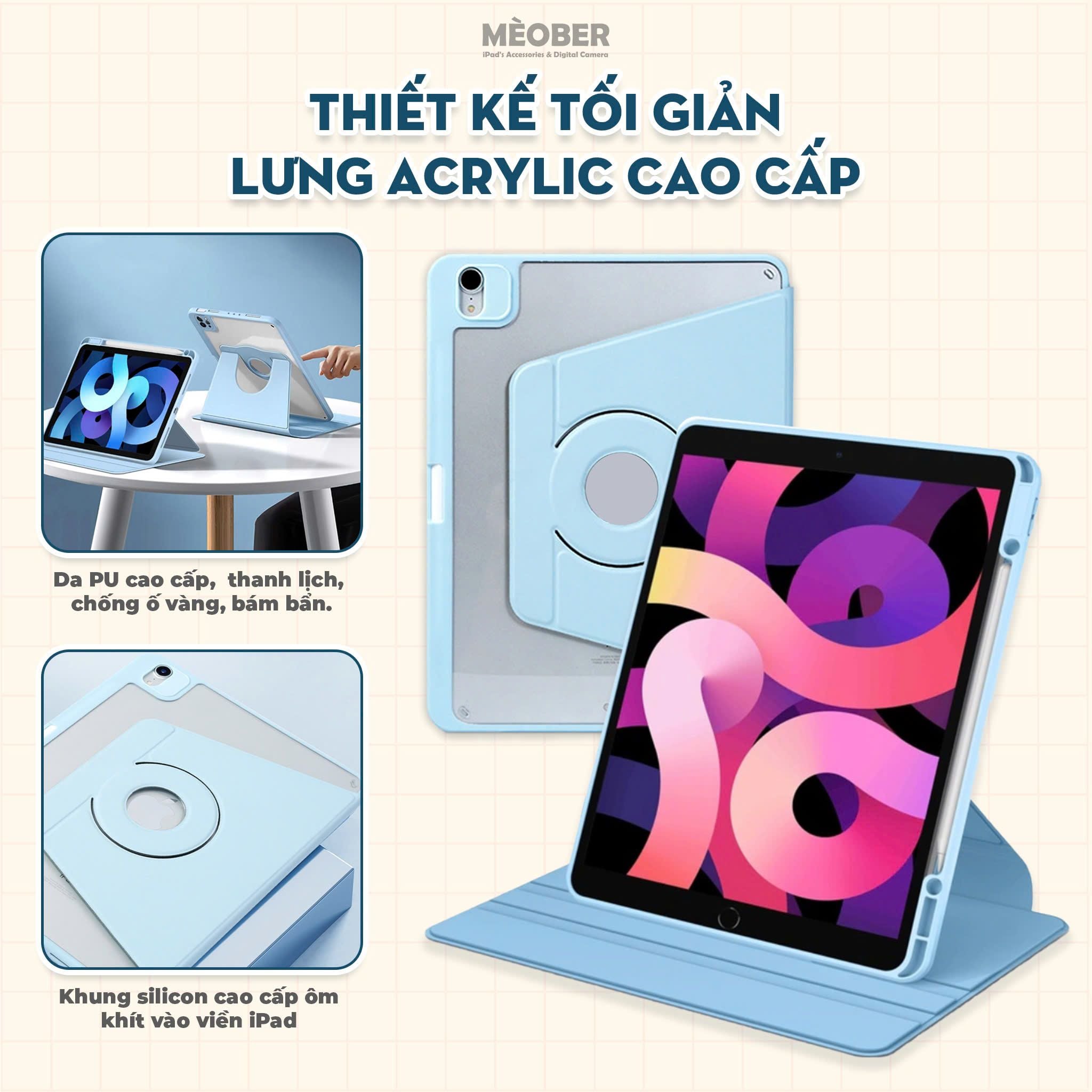  [2024] Bao da iPad ốp xoay Dọc 360 V2, tháo rời nam châm cho iPad Pro 11, Air 5 6 Gen 8 9 10 by MèoBer 